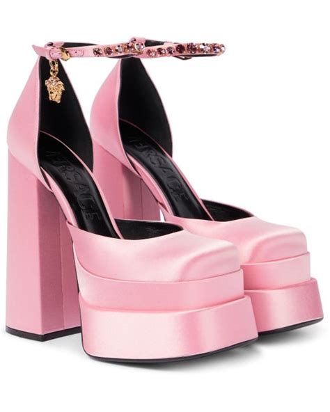 versace medusa pumps pink|Versace Medusa platform pumps.